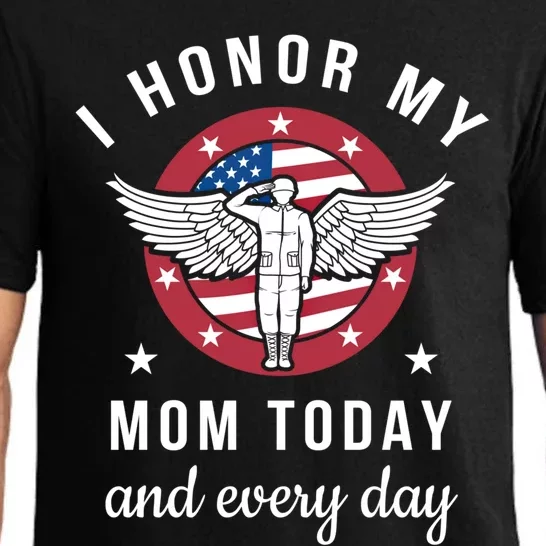 I Honor My Mom Today Gift Angel Solider Memorial Day Flag Funny Gift Pajama Set