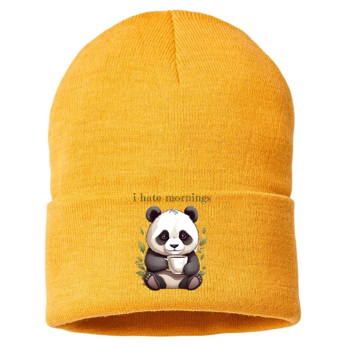 I Hate Mornings Panda Sustainable Knit Beanie