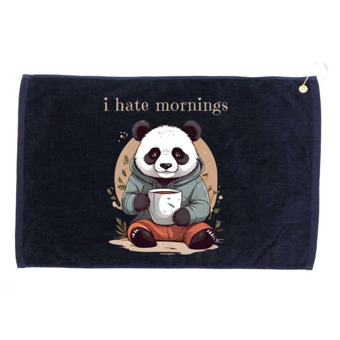 I Hate Mornings Panda Grommeted Golf Towel