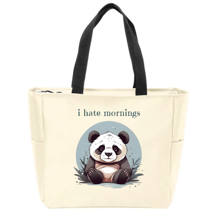 I Hate Mornings Panda Zip Tote Bag