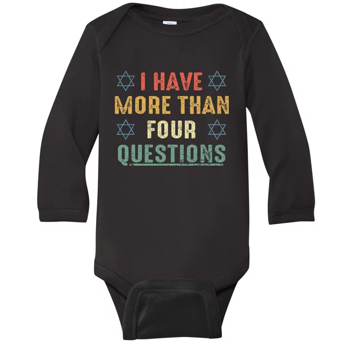 I Have More Than Four Questions Funny Passover Seder Baby Long Sleeve Bodysuit