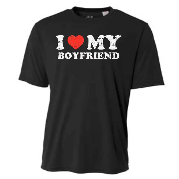 I Heart My Boyfriend Love Bf Couple Match Girlfriend Cooling Performance Crew T-Shirt