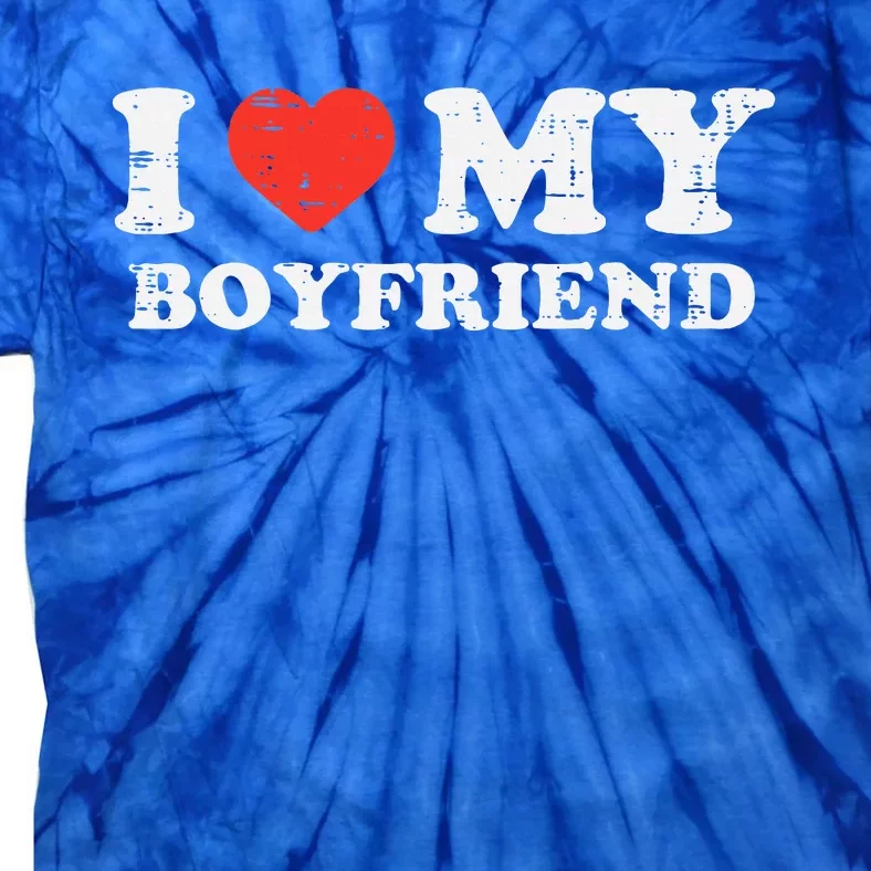 I Heart My Boyfriend Love Bf Couple Match Girlfriend Tie-Dye T-Shirt