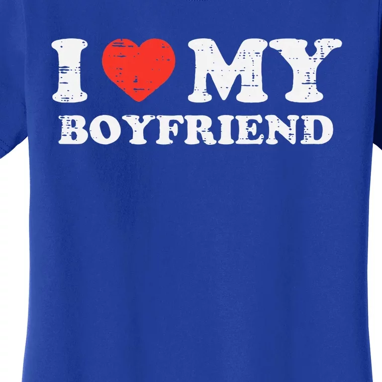 I Heart My Boyfriend Love Bf Couple Match Girlfriend Women's T-Shirt