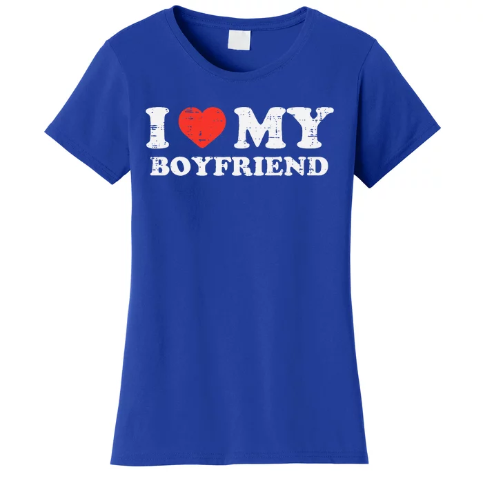 I Heart My Boyfriend Love Bf Couple Match Girlfriend Women's T-Shirt