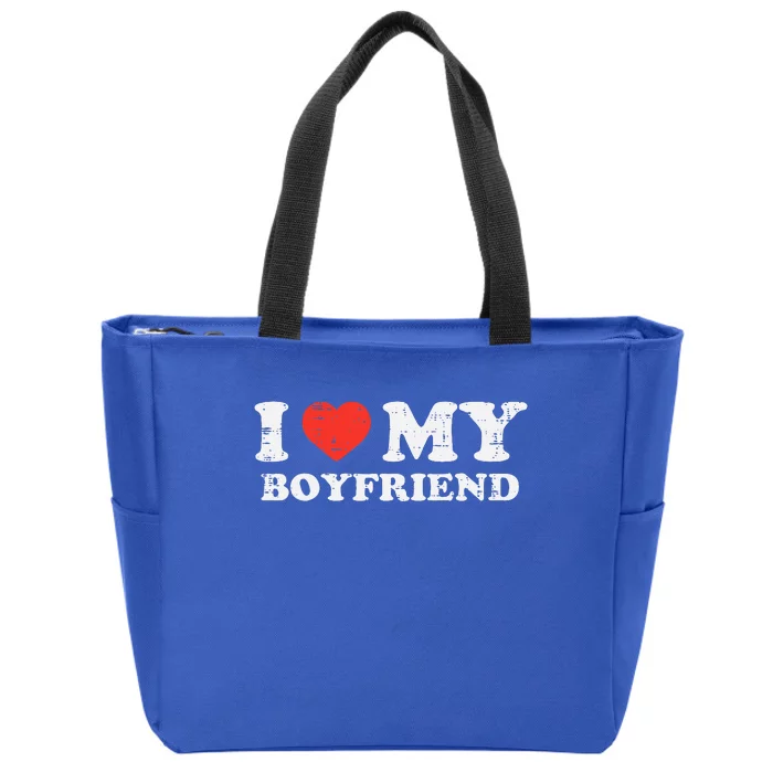 I Heart My Boyfriend Love Bf Couple Match Girlfriend Zip Tote Bag