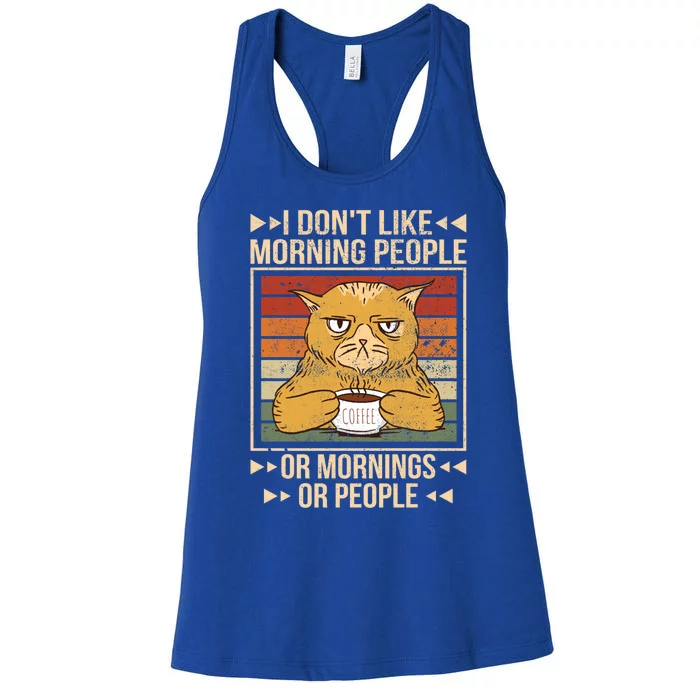 I Hate Morning People Cat Coffee Gift Women's Racerback Tank