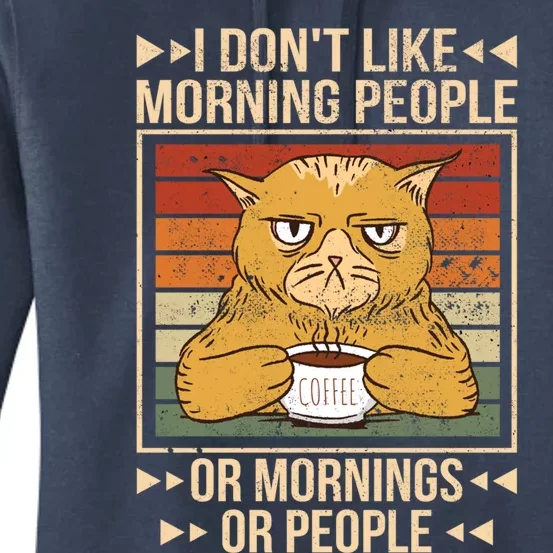 I Hate Morning People Cat Coffee Gift Women's Pullover Hoodie