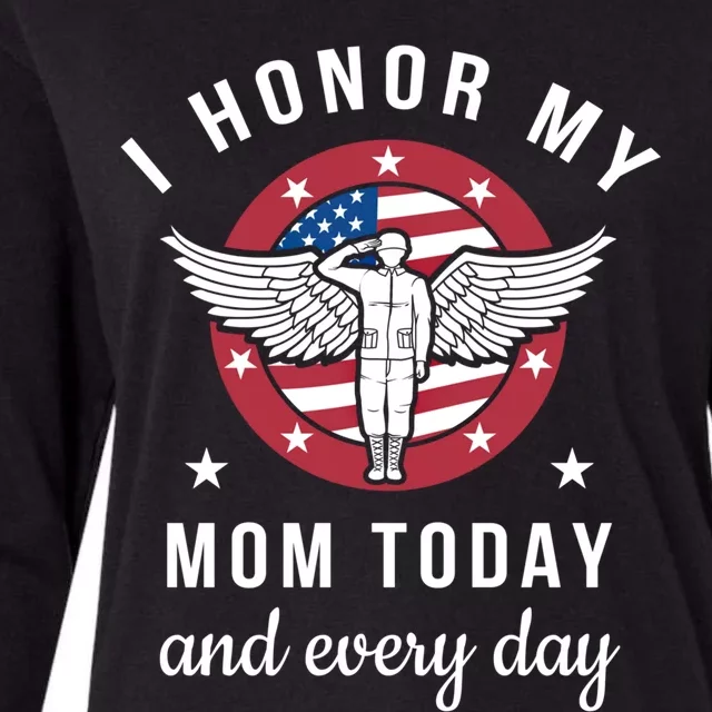 I Honor My Mom Today Cool Gift Angel Solider Memorial Day Flag Cool Gift Womens Cotton Relaxed Long Sleeve T-Shirt