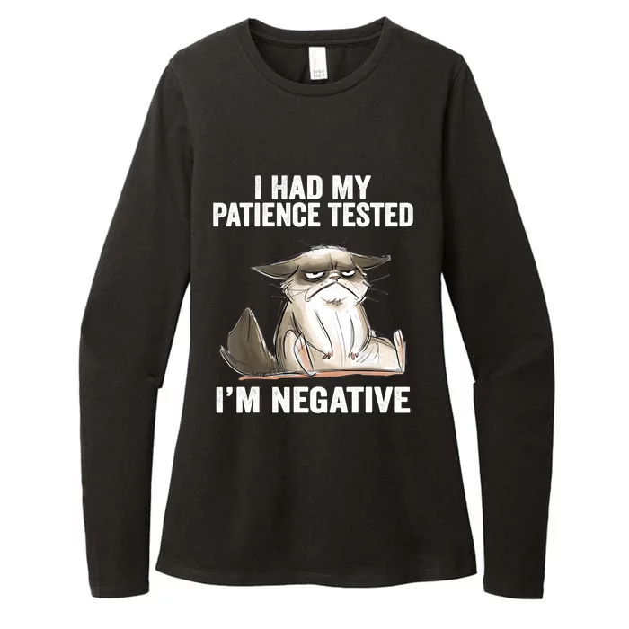 I Had My Patience Tested I'm Negative Cat Funny Sarcasm Womens CVC Long Sleeve Shirt