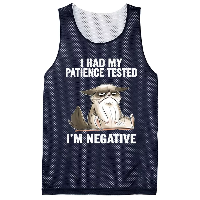 I Had My Patience Tested I'm Negative Cat Funny Sarcasm Mesh Reversible Basketball Jersey Tank