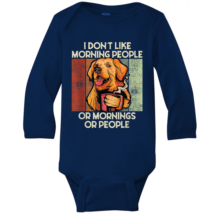 I Hate Morning People And Mornings And People Coffee Dog Baby Long Sleeve Bodysuit