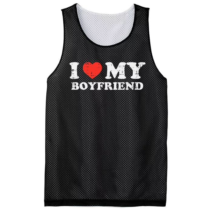 i heart my boyfriend love bf couple match girlfriend Mesh Reversible Basketball Jersey Tank