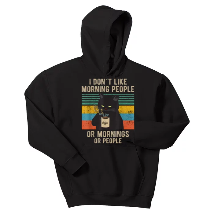 I Hate Morning People And Mornings And People Coffee Cat Kids Hoodie