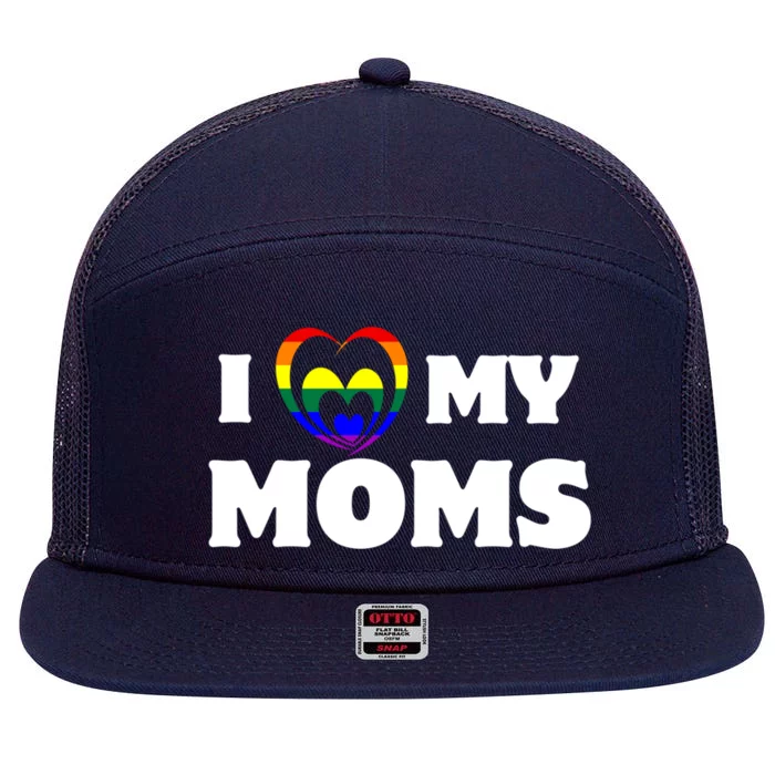 I Heart My Moms Gift Lesbian Moms Gift Lgbt Pride Cute Gift 7 Panel Mesh Trucker Snapback Hat