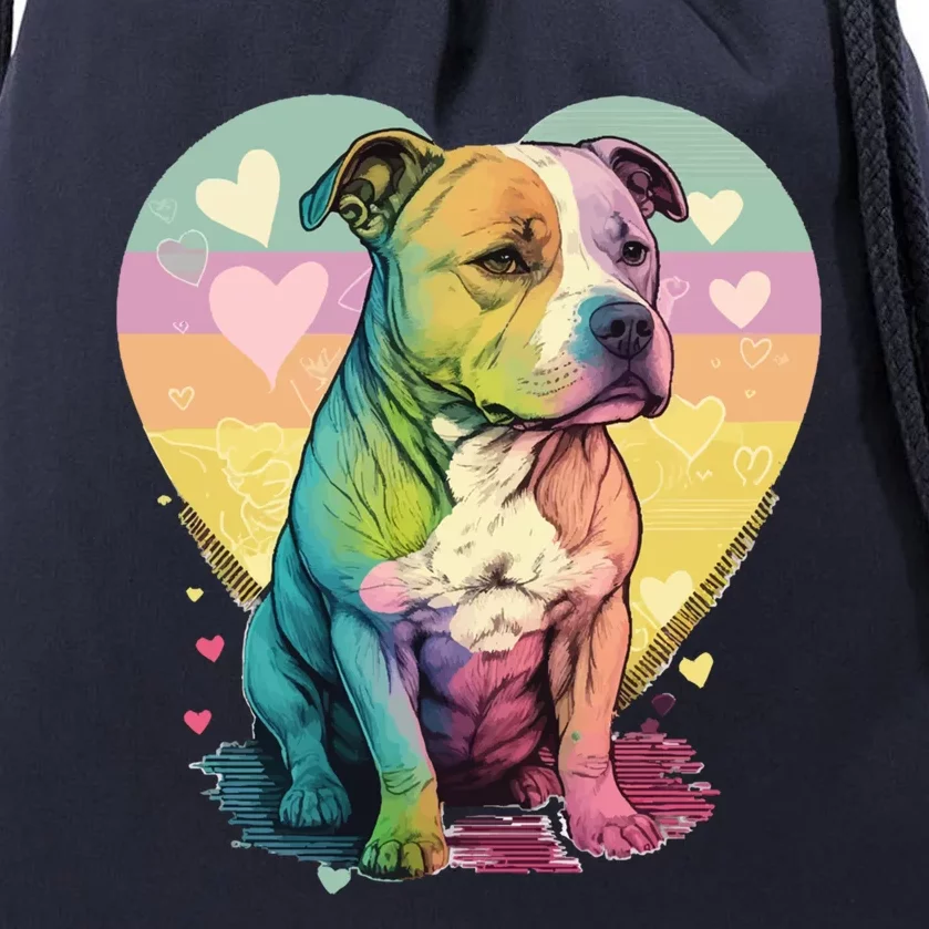 I Heart My Staffie Dog Staffy Valentines Day Staff Heart Meaningful Gift Drawstring Bag