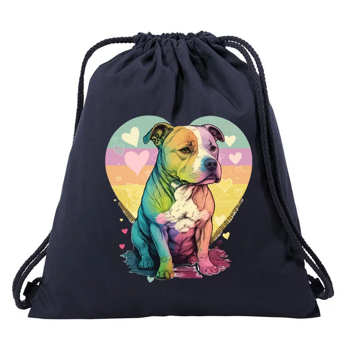 I Heart My Staffie Dog Staffy Valentines Day Staff Heart Meaningful Gift Drawstring Bag