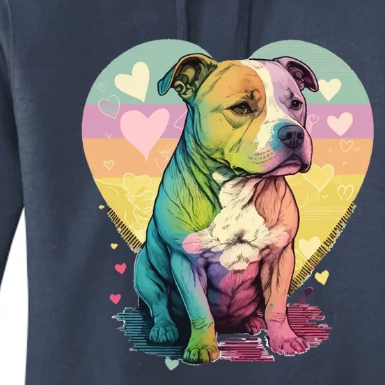 I Heart My Staffie Dog Staffy Valentines Day Staff Heart Meaningful Gift Women's Pullover Hoodie