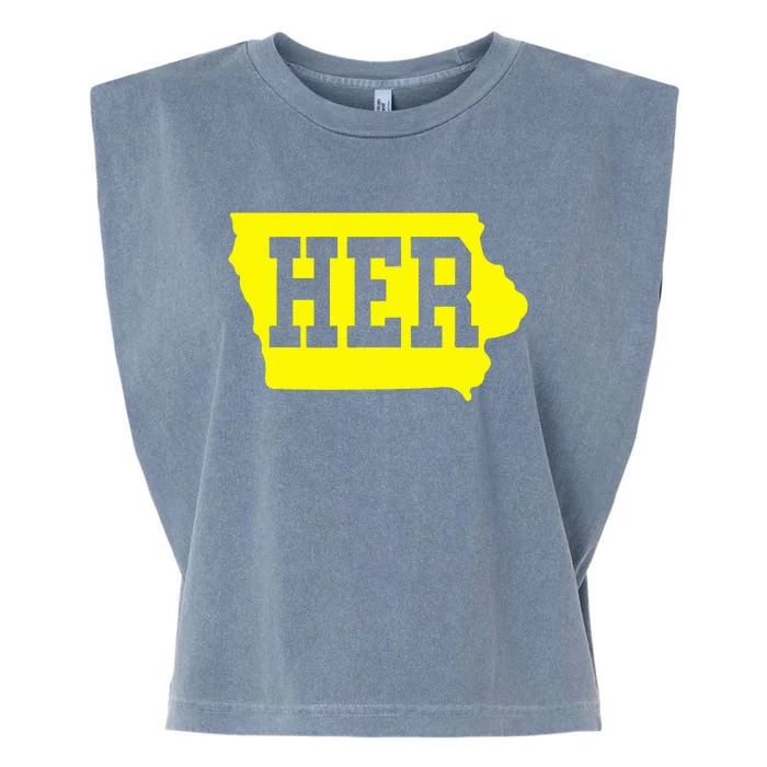 Iowa Her Map Garment-Dyed Women's Muscle Tee