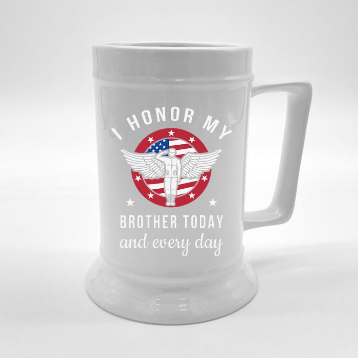 I Honor My Brother Today Angel Solider Memorial Day Flag Front & Back Beer Stein