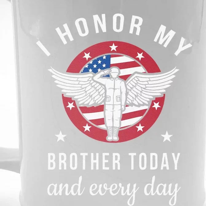 I Honor My Brother Today Angel Solider Memorial Day Flag Front & Back Beer Stein