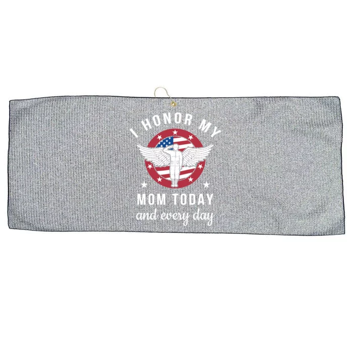 I Honor My Mom Today Gift Angel Solider Memorial Day Flag Gift Large Microfiber Waffle Golf Towel