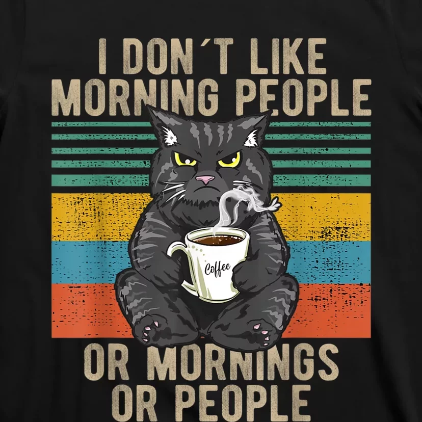 I Hate Morning People And Mornings And People Coffee Cat T-Shirt