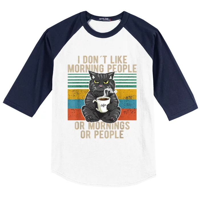 I Hate Morning People And Mornings And People Coffee Cat Baseball Sleeve Shirt