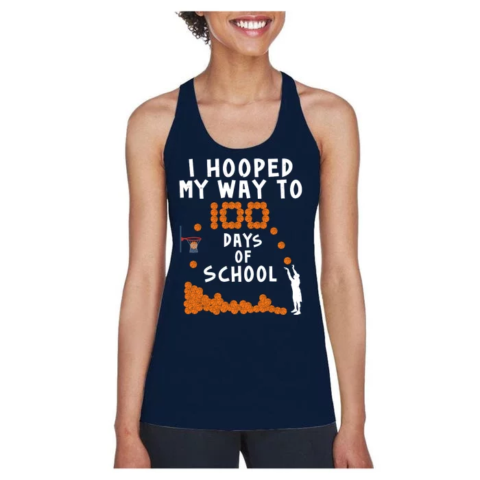 I Hooped My Way 100 Days Of School Basketball Women's Racerback Tank