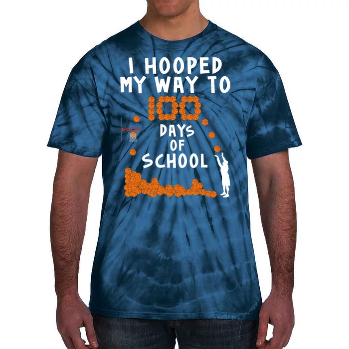 I Hooped My Way 100 Days Of School Basketball Tie-Dye T-Shirt