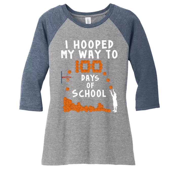 I Hooped My Way 100 Days Of School Basketball Women's Tri-Blend 3/4-Sleeve Raglan Shirt