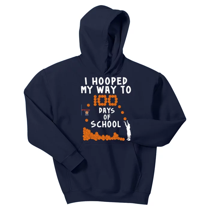 I Hooped My Way 100 Days Of School Basketball Kids Hoodie