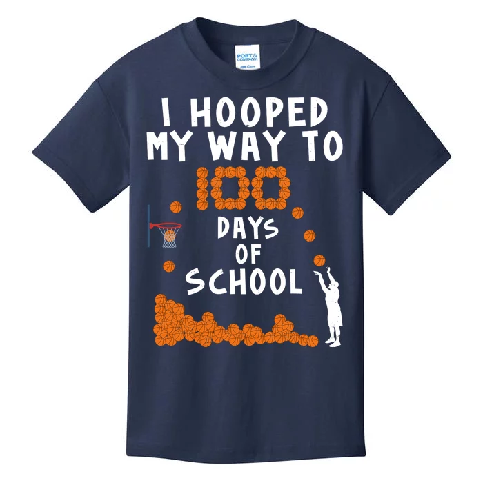 I Hooped My Way 100 Days Of School Basketball Kids T-Shirt