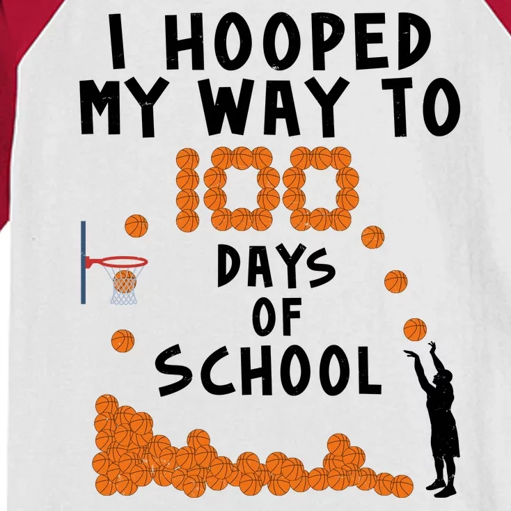 I Hooped My Way 100 Days Of School Basketball Kids Colorblock Raglan Jersey