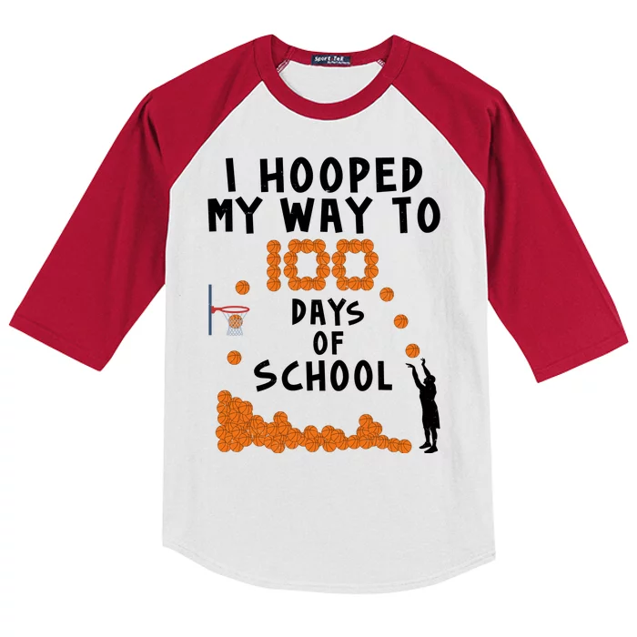 I Hooped My Way 100 Days Of School Basketball Kids Colorblock Raglan Jersey