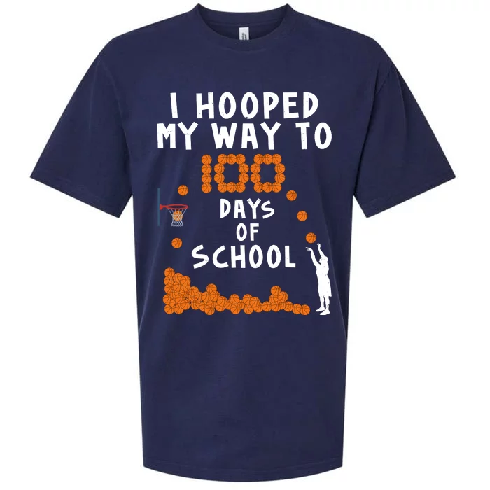 I Hooped My Way 100 Days Of School Basketball Sueded Cloud Jersey T-Shirt