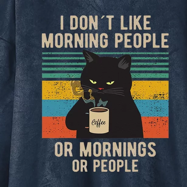 I Hate Morning People And Mornings And People Coffee Cat Hooded Wearable Blanket