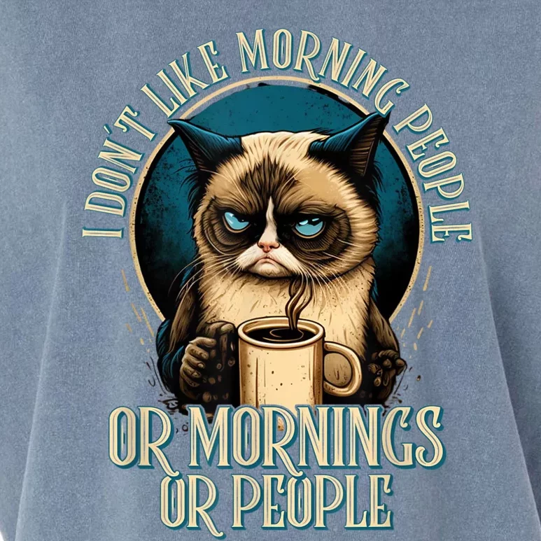 I Hate Morning People And Mornings And People Coffee Cat Garment-Dyed Women's Muscle Tee