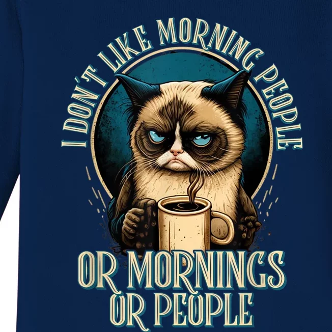 I Hate Morning People And Mornings And People Coffee Cat Baby Long Sleeve Bodysuit