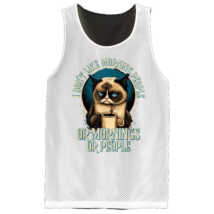 I Hate Morning People And Mornings And People Coffee Cat Mesh Reversible Basketball Jersey Tank