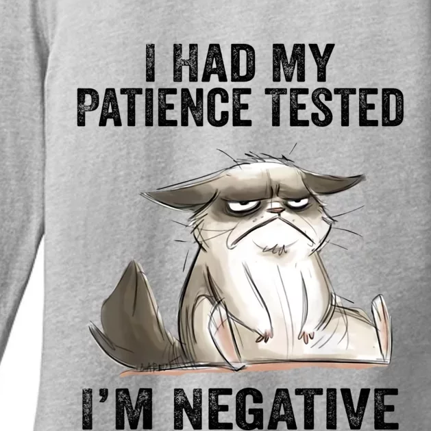 I Had My Patience Tested I'm Negative Cat Funny Sarcasm Womens CVC Long Sleeve Shirt