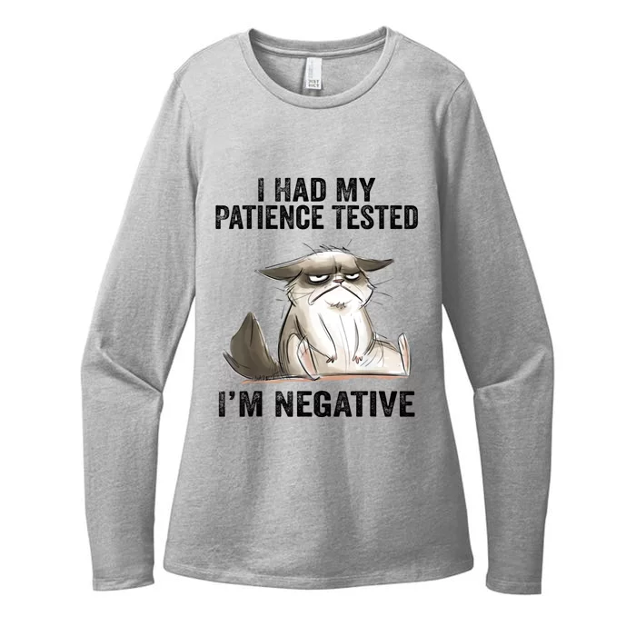 I Had My Patience Tested I'm Negative Cat Funny Sarcasm Womens CVC Long Sleeve Shirt