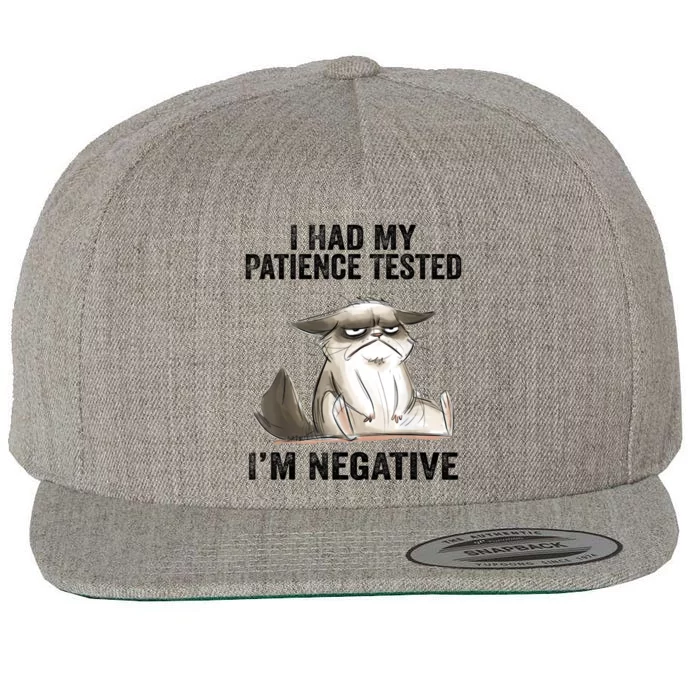 I Had My Patience Tested I'm Negative Cat Funny Sarcasm Wool Snapback Cap