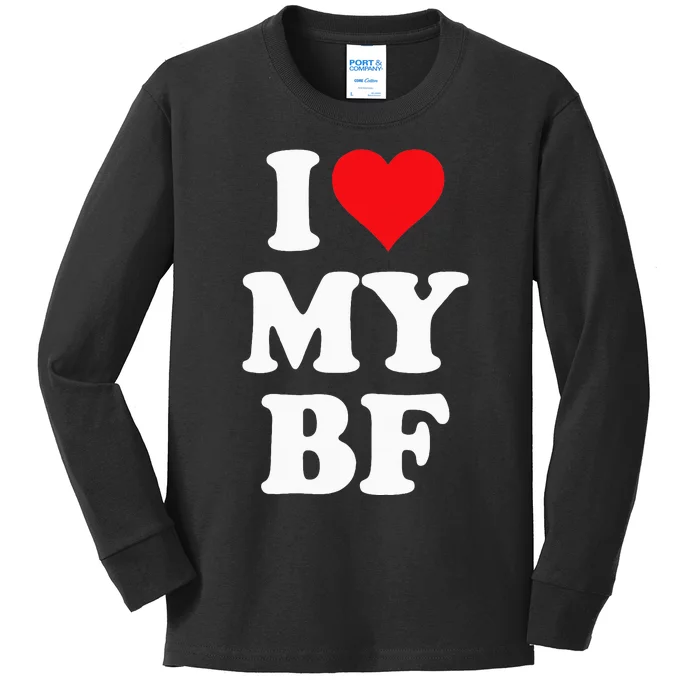 I Heart My Bf ValentineS Day For Boyfriend Best Kids Long Sleeve Shirt