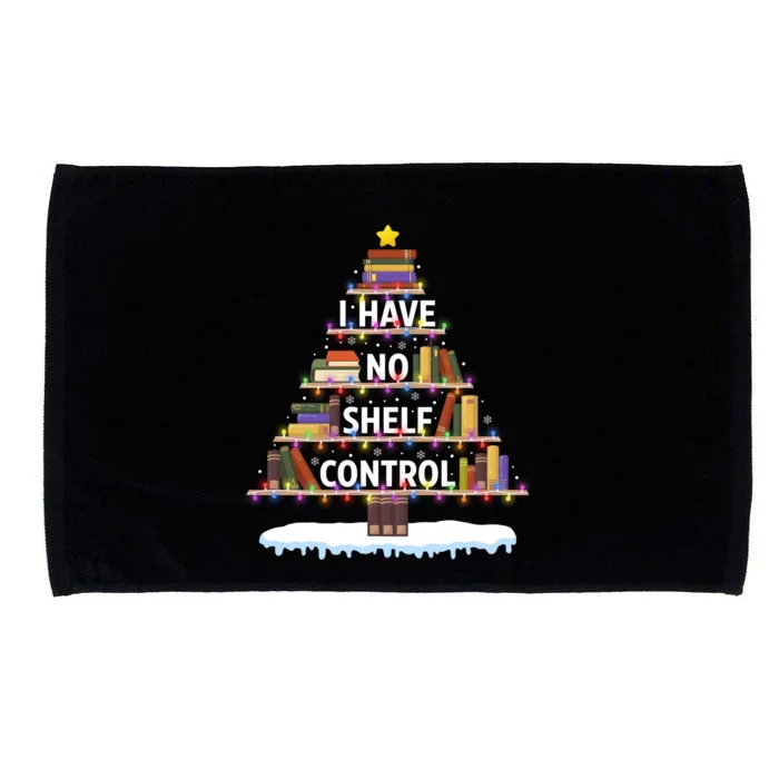 I Have No Shelf Control Funny Book Christmas Tree Book Lover Gift Microfiber Hand Towel