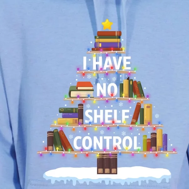 I Have No Shelf Control Funny Book Christmas Tree Book Lover Gift Unisex Surf Hoodie