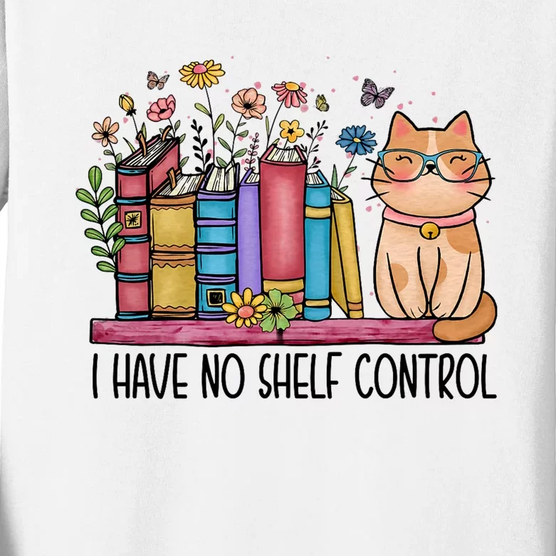 I Have No Shelf Control Literature Library Book Cat Lovers Kids Long Sleeve Shirt