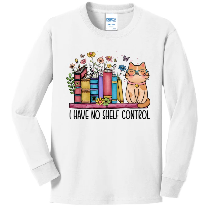 I Have No Shelf Control Literature Library Book Cat Lovers Kids Long Sleeve Shirt