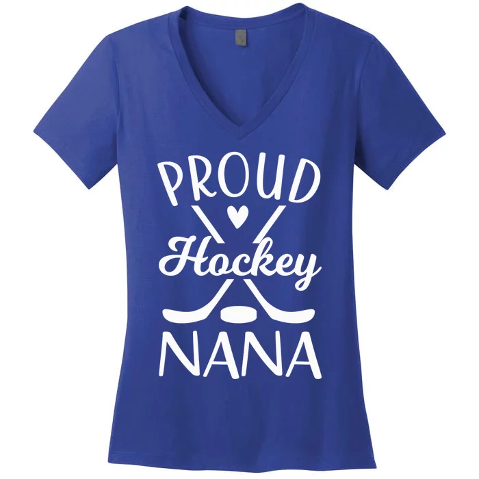 Ice Hockey Nana Grandma Of Hockey Player Nana, Mother's Day Women's V-Neck T-Shirt