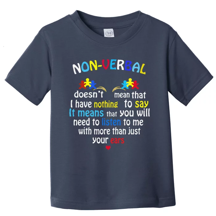 I Have NONVERBAL Autism Awareness Puzzle Piece Toddler T-Shirt